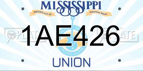 1AE426 Mississippi License Plate
