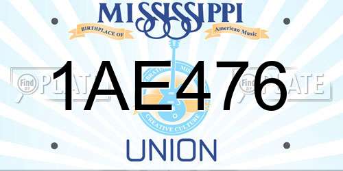 1AE476 Mississippi License Plate