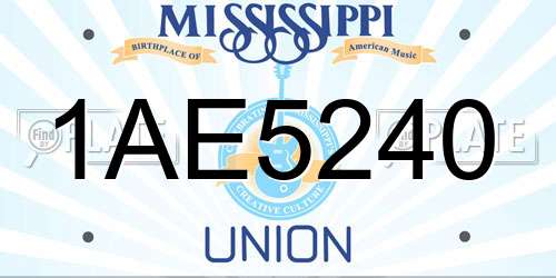 1AE5240 Mississippi License Plate