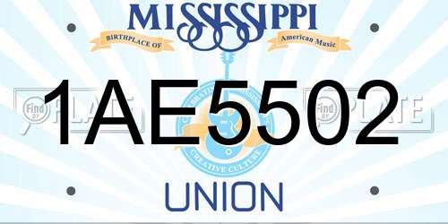 1AE5502 Mississippi License Plate