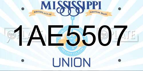 1AE5507 Mississippi License Plate