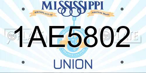 1AE5802 Mississippi License Plate