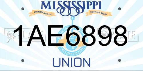 1AE6898 Mississippi License Plate