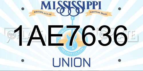 1AE7636 Mississippi License Plate