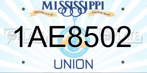 1AE8502 Mississippi License Plate