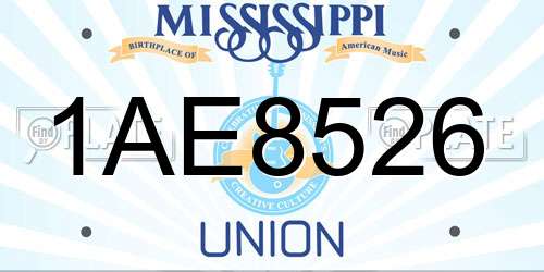 1AE8526 Mississippi License Plate