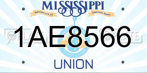 1AE8566 Mississippi License Plate
