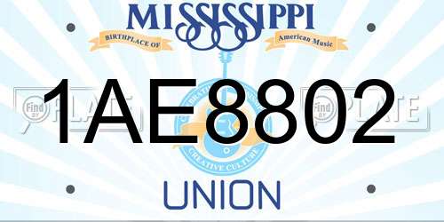 1AE8802 Mississippi License Plate
