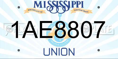 1AE8807 Mississippi License Plate