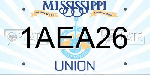 1AEA26 Mississippi License Plate