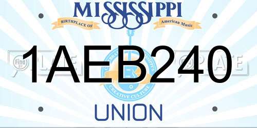 1AEB240 Mississippi License Plate