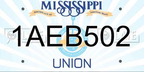 1AEB502 Mississippi License Plate
