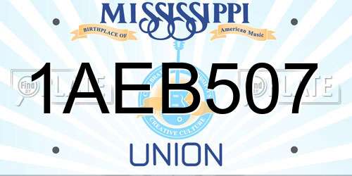 1AEB507 Mississippi License Plate