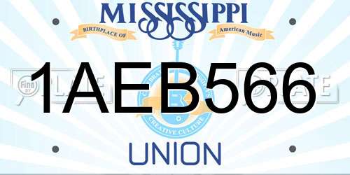 1AEB566 Mississippi License Plate