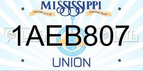 1AEB807 Mississippi License Plate