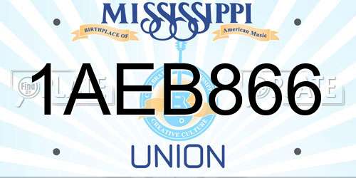 1AEB866 Mississippi License Plate