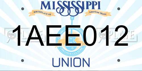 1AEE012 Mississippi License Plate