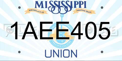 1AEE405 Mississippi License Plate