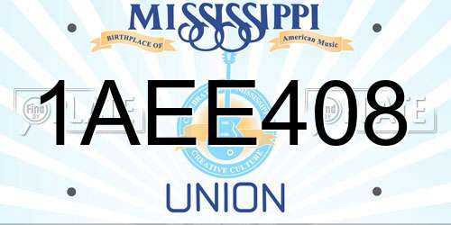 1AEE408 Mississippi License Plate