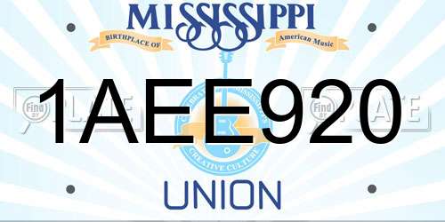 1AEE920 Mississippi License Plate