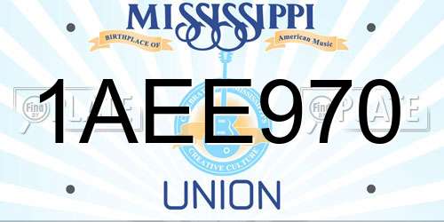 1AEE970 Mississippi License Plate