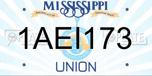 1AEI173 Mississippi License Plate