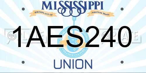 1AES240 Mississippi License Plate