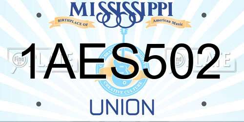 1AES502 Mississippi License Plate