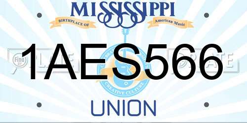 1AES566 Mississippi License Plate