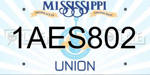 1AES802 Mississippi License Plate