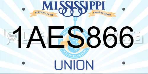 1AES866 Mississippi License Plate