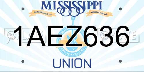 1AEZ636 Mississippi License Plate