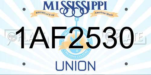 1AF2530 Mississippi License Plate