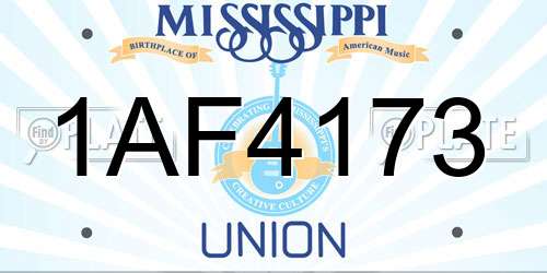 1AF4173 Mississippi License Plate