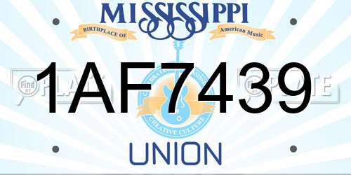 1AF7439 Mississippi License Plate