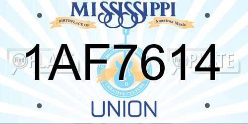 1AF7614 Mississippi License Plate