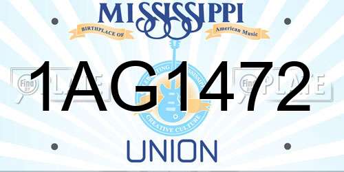 1AG1472 Mississippi License Plate