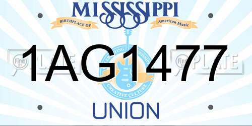1AG1477 Mississippi License Plate
