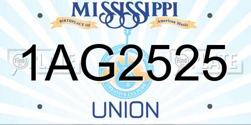1AG2525 Mississippi License Plate