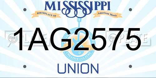1AG2575 Mississippi License Plate
