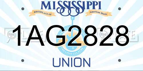 1AG2828 Mississippi License Plate