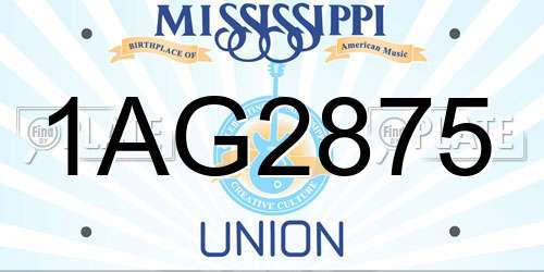 1AG2875 Mississippi License Plate