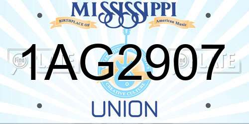1AG2907 Mississippi License Plate