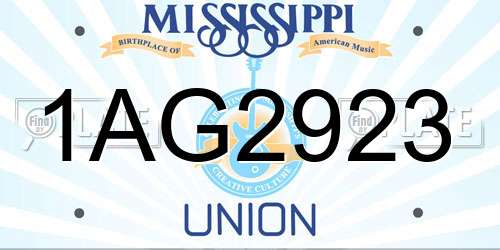 1AG2923 Mississippi License Plate