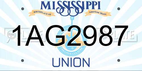 1AG2987 Mississippi License Plate