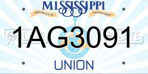 1AG3091 Mississippi License Plate