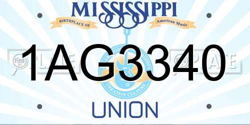 1AG3340 Mississippi License Plate