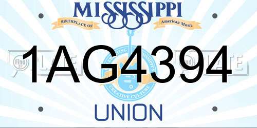 1AG4394 Mississippi License Plate