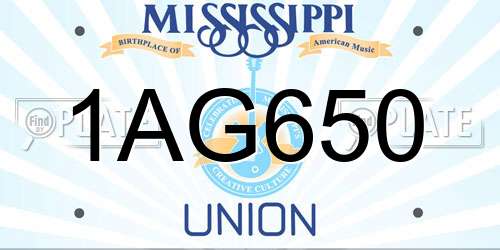 1AG650 Mississippi License Plate