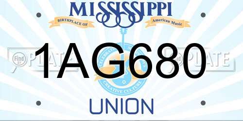 1AG680 Mississippi License Plate
